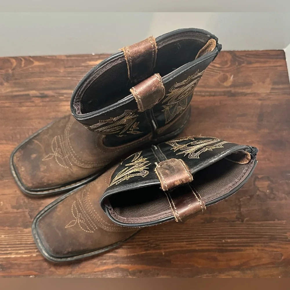 Georgia Boot Carbo-Tec Kids Us Size 2‎ Pull-On Zip Saddle Boot Brown GB00343C.